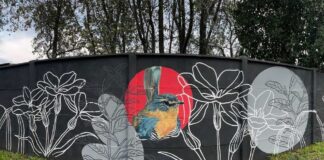 En base a pinturas ecológicas Naturaleza y sostenibilidad inspiran mural de 25 metros inaugurado en Llanquihue