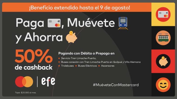 Más de 13 mil usuarios del transporte público de Valparaíso ya disfrutan del 50% de devolución de Mastercard y EFE