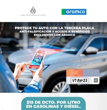 Casa de Moneda y Esmax -filial de Aramco- ofrecen descuentos para quienes obtengan la Tercera Placa Patente® al renovar su permiso de circulación